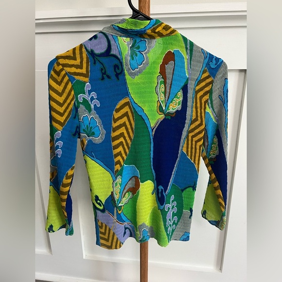 Alberto Makali Vibrant Green and Blue Button Down/Up Shirt sz Small - Picture 6 of 6